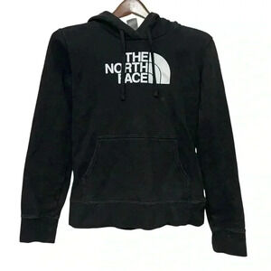 The North Face Hoodie Black Men's Small White Half Dome Logo With White In Hood